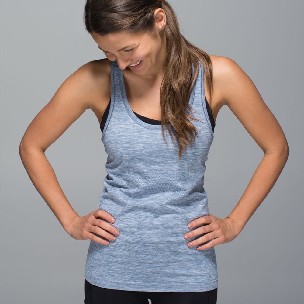 Lululemon Swiftly Tech Racerback in Heathered Blue Denim - 10